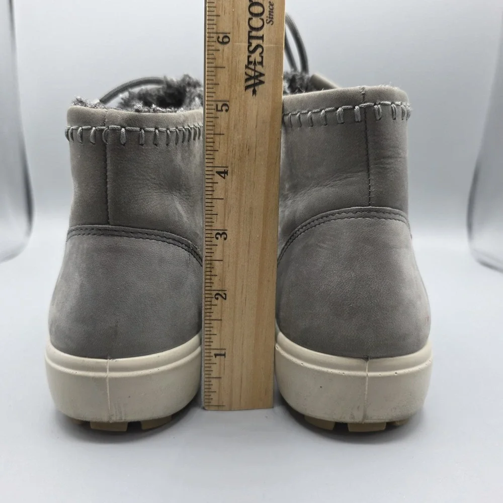 Ecco Boots Womens 8 Gray Blue Ankle Booties Lined Chukka Moccasin‎ Toe Warm